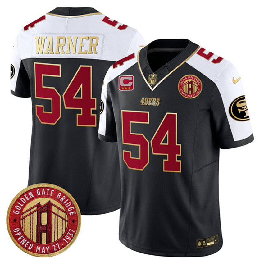 Men's Balck San Francisco 49ers #54 Fred Warner F.U.S.E. Golden Gate Bridge With 3-Star C Patch Alternate Vapor Limited Stitched Football Jersey